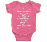 Body Neonato Divertenti Papà a Manica Corta - Papà Puoi Farcela - Tutina Bimbo Unisex per la Festa del Papà 100% Cotone Morbido e Traspirante Simpatica Idea Regalo Baby Shower - Orchidea- 12-18 mesi