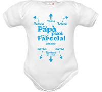 body neonato divertenti Papà puoi farcela con istruzioni per vestizione (Body neonato bianco azzurro mezza manica cotone, 03: 3-6 mesi)