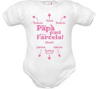 body neonato divertenti Papà puoi farcela con istruzioni per vestizione (Body neonato bianco rosa mezza manica cotone, 00: 0-3 mesi)