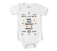 Body Neonato Divertenti Papà Puoi Farcela - Tutina Manica Corta Unisex per la Festa del Papà 100% Cotone Morbido e Traspirante - Simpatica Idea Regalo Maschio e Femmina Baby Shower 12-18 mesi