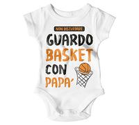 Body Neonato Festa del papà Bodino Guardo Basket con papà Tutina Bimbo Manica Corta Idea Regalo Nascita