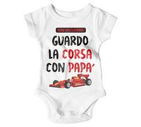 Body Neonato Festa del papà Bodino Guardo la Corsa con papà Tutina Bimbo Manica Corta Idea Regalo Nascita