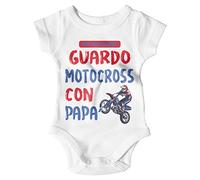 Body Neonato Festa del papà Bodino Guardo Motocross con papà Tutina Bimbo Manica Corta Idea Regalo Nascita