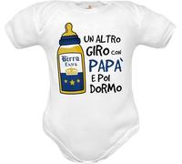 body neonato frase divertente papà (Body papà un altro giro mezze maniche, 0-3 mesi)