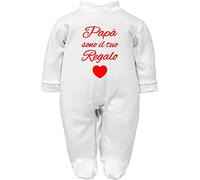 Body neonato frase papà mamma sono il tuo regalo, per compleanno, nascita e annuncio in manica lunga e corta colore bianco, blu e rosso (Tutina Papà sono il tuo Regalo Caldo cotone, 3-6 mesi)