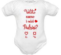 body neonato frase volete essere i miei padrini in manica corta di puro cotone (padrini w-mm 12 mesi)