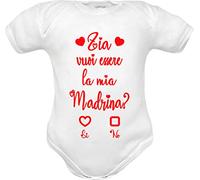 body neonato frase Zia vuoi essere la mia madrina in manica corta di puro cotone (zia madrina w-mm 3 mesi)