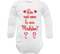 body neonato frase Zia vuoi essere la mia madrina in manica lunga di caldo cotone (zia madrina w-cc 9 mesi)