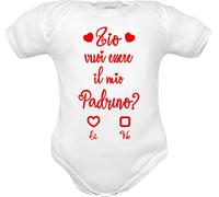 body neonato frase Zio vuoi essere il mio padrino in manica corta di puro cotone (padrino w-mm 0 mesi)