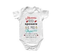 Body neonato manica corta 0-24 mesi idea regalo nascita proposta matrimonio compleanno Bimbo Bimba Infanzia bodino tutina mamma vuoi sposare papà? te lo chiedo io perchè a me dirai si (0-6 mesi)