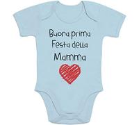 Body Neonato Manica Corta - Idee Regalo - Buona Prima Festa della Mamma Regali 12-18 Mesi Celeste