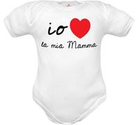 body neonato manica corta puro cotone frase Io amo la mia Mamma - idea regalo figlio mamma compleanno maschio femmina (body mamma w mm 12-18 mesi)