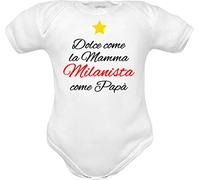 Body neonato manica corta puro cotone milan milanista milano calcio tifoso maschio femmina