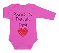 Body Neonato Manica Lunga Buona Prima Festa del papà - Regalo per papà 6-12 Mesi Rosa Wow