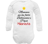 body neonato Manica lunga caldo cotone divertenti frase Mamma mi ha fatto bellissimo e papà Milanista milan Bello 13CC 6-9 mesi