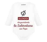 Body neonato manica lunga Silenzio sto guardando la Salernitana con papà