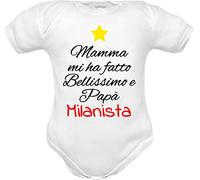 body neonato mezza manica puro cotone frase Mamma mi ha fatto bellissimo e papà Milanista milan misura 6-9 mesi