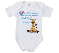 Body neonato personalizzato con nome e giraffa vuoi essere la mia madrina? 1 mese Manica corta