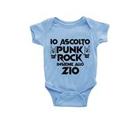 Body Neonato Punk Rock - Io ascolto Punk Rock insieme allo zio - Body da Neonato simpatico - Idea Regalo Body Neonato - Body Neonato Musica - Bambino Punk Rock - Idea Regalo - TAGLIA 6-12 MESI