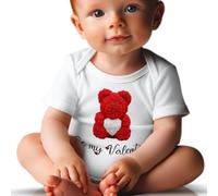 body neonato San Valentino frase be my Valentine manica corta (13-valent-bear-w-mm-09)