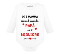 Body neonato tenero manica lunga Io e mamma siamo d'accordo papà sei il migliore