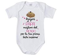 Body Neonato zeppola Auguri al papà Migliore del Mondo per la Tua Prima Festa Insieme, 9 Mesi, Manica Corta