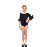 Body o maglia Sevillana con volant lunare nero e rosso per bambina, multicolore, 4 anni