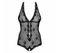BODY APERTO INTIMO DONNA SEXY SCHIENA SCOPERTA LINGERIE HOT FLOREALE NERO S M