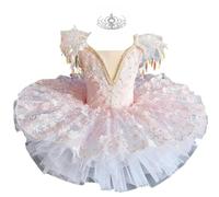 Body per Bambine Gonna Costume da Ballerina tutù da Balletto, Abito da Principessa tutù Classico a Pancake,Rosa,160