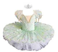 Body per Bambine Gonna Costume da Ballerina tutù da Balletto, Abito da Principessa tutù Classico a Pancake,Verde,120