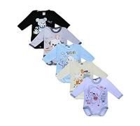 Body per neonati a manica lunga con stampa | 100% cotone | Body per bambine e bambini | Vari colori e stampe divertenti | Multipack da 5 pezzi (Mix colors 4, 92)