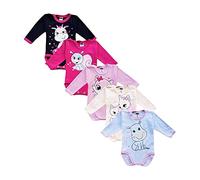 Body per neonati a manica lunga con stampa | 100% cotone | Body per bambine e bambini | Vari colori e stampe divertenti | Multipack da 5 pezzi (Mix colors 5, 98)