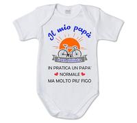 Body per neonati con stampa divertente il mio papà è un ciclista - regalo nascita - biciletta - 100% made in Italy - regalo per lui - sorpresa per papà - idea regalo nascita (6 mesi)