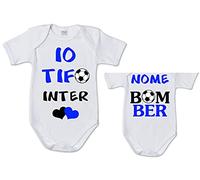 Body per neonati con stampa IO TIFO INTER - body per neonati stampa tema calcio personalizzato con nome bimbo manica corta - idea regalo nascita