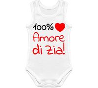 body per neonati cotone frase 100% amore di zia manche corte o in caldo cotone manica lunga set con bavetta cappello e tutine (body Canotta Zia bianco, 6-9 mesi)