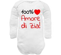 body per neonati cotone frase 100% amore di zia manche corte o in caldo cotone manica lunga set con bavetta cappello e tutine (body Zia bianco manica lunga Caldo cotone stampa, 3-6 mesi)