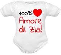 body per neonati cotone frase 100% amore di zia manche corte o in caldo cotone manica lunga set con bavetta cappello e tutine (body Zia bianco manica corta stampa, 0-3 mesi)