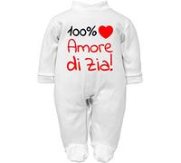 body per neonati cotone frase 100% amore di zia manche corte o in caldo cotone manica lunga set con bavetta cappello e tutine (tutina Zia bianco manica lunga Caldo cotone stampa, 6-9 mesi)