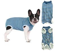 Body Post Operatorio Cane Femmina, Tuta di Recupero per Cani A Strisce,Tuta Post Operatoria cane per Cani Recupero Cane,Body-Post Operatorio Protezione di Ferite Addominal,Anti-Leccamento(Blu, M)