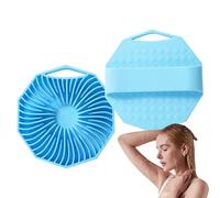 Body Scrubber Exfoliator, 2-Pack Silicone Loofah Massager, Adorable Baths Brush, Bath Cleaning Brush for Men Women, Skin Cleansing Bathroom Supplies, Blue, Green, Purple