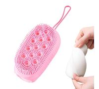 Body Scrubber Silicone, Double-Sided Brush, 2.17x2.95x4.92 inches portable compact Soft Skin Massager, 1-Pack Blue, Home & Travel Bath Cleaning Tool, hygiene brush for homes