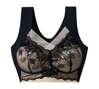 Body Sexy Pelle Hot Womens Correcting Bra Bra Sexy Up Wireless Bra Breathable Braccio per Older Women Everyday Braccio Alto Pole Dance, Le Noir, XXL
