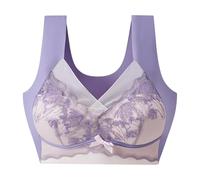 Body Sexy Pelle Hot Womens Correcting Bra Bra Sexy Up Wireless Bra Breathable Braccio per Older Women Everyday Braccio Alto Pole Dance, viola., L