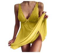 Body Sexydonna Lingerie Lingerie Sexydonna Hot Sexy Pajamas Biancheria Intima Trasparente Donne Pizzo Abito Bretelle Travestimento Sexy Hot per Donna Rosso Yellow M