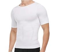 Body Shaper da uomo dimagrante maglietta snellente gilet a compressione termica strato base Slim Muscle manica corta S Male, bianco, M