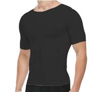 Body Shaper da uomo dimagrante maglietta snellente gilet a compressione termica strato base Slim Muscle manica corta S Male, Nero , M