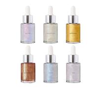 Body Shimmer Oil, Shimmering Body Highlighter, 30 ml Shimmer Oil, Liquid Illuminator Body Highlighter, 6 colori Shine Glitter Gold Liquid, Long Lasting Dry Body Makeup Oil for Women Adults