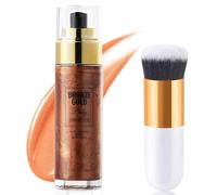 Body Shimmer Oil, Spray Glitter per Corpo, Olio Corpo Scintillante, Corpo Luminizer, Illuminatore Liquido Impermeabile, Trucco Highlighter Lunga Durata Brillantini per Viso Corpo Gamba (Oro Bronze)