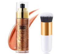 Body Shimmer Oil, Spray Glitter per Corpo, Olio Corpo Scintillante, Corpo Luminizer, Illuminatore Liquido Impermeabile, Trucco Highlighter Lunga Durata Brillantini per Viso Corpo Gamba(Marrone Dorato)