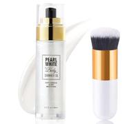 Body Shimmer Oil, Spray Glitter per Corpo, Olio Corpo Scintillante, Corpo Luminizer, Illuminatore Liquido Impermeabile, Trucco Highlighter Lunga Durata Brillantini per Viso Corpo Gamba (Bianco Perla)